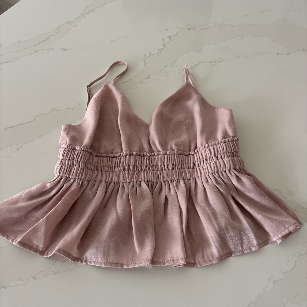 Cotton Candy Pink/Blush Sleeveless Peplum Top